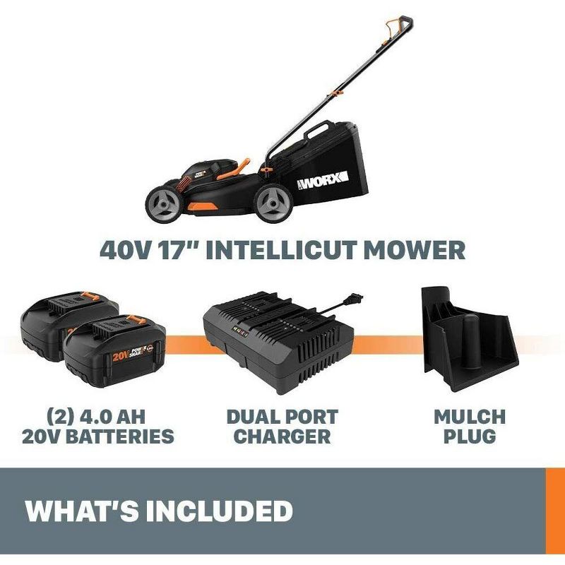 Worx WG743 40V Power Share 4.0Ah 16" Cordless Lawn Mower (Battery & Charger Included), 4 of 14