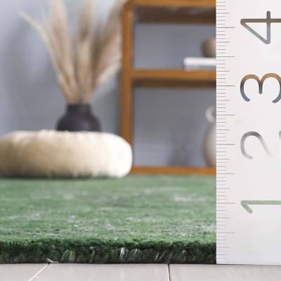 Handmade Sage and Beige Round Wool Area Rug with Cotton Backing