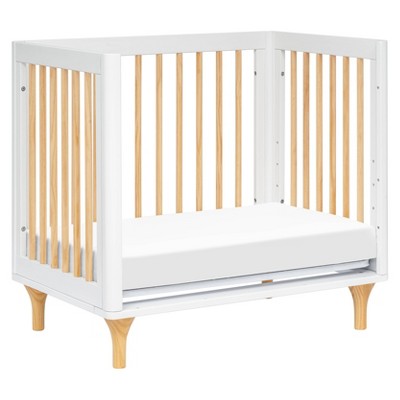 White and Natural Pine 4-in-1 Convertible Mini Crib