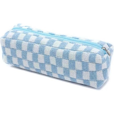 Fmeida Pencil Pouch Cute Pencil Case for Girls Aesthetic Pencil Bag with Zipper Pen Cases School blue