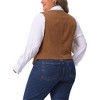 Women's Plus Size Corduroy Button Down V-neck Sleeveless Waistcoat Business Casual Vest - Agnes Orinda - 4 of 4