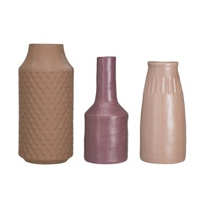 Storied Home Various Round Stoneware Vases in Reactive Glaze, Multicolor, Set of 3 - 1 of 1