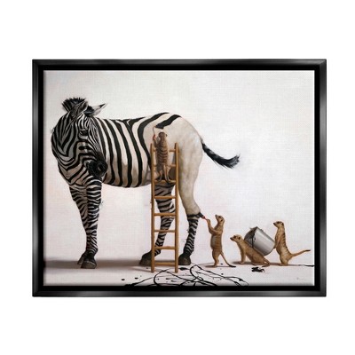 Stupell Industries Meerkats Painting Zebra Stripes Framed Canvas