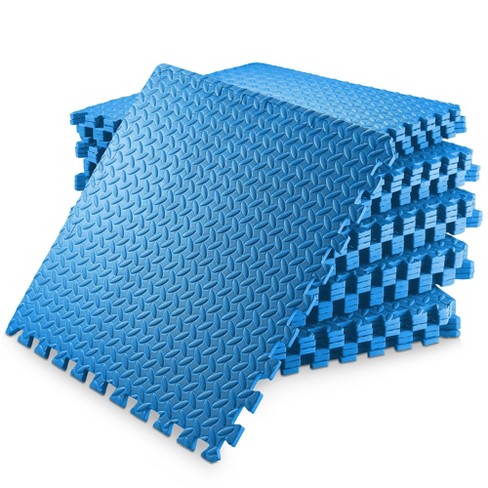 Everyday Essentials 1/2 in Thick Flooring Puzzle Exercise Mat with High Quality Eva Foam Interlocking tiles, 6 Piece, 24 Sq ft, Blue