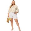 Agnes Orinda Women's Plus Size Shirt Floral Botton Up Tie 3/4 Sleeve Tunic V Neck Blouse - 3 of 4