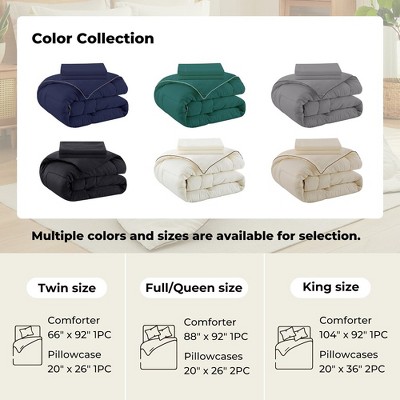 Cream Full Satin Down Alternative Comforter Set