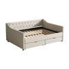 Kumasinova Twin/Full Size Daybed with 2 Storage Drawers,Fabric Upholstered Sofa Bed with Button Tufted Back & Piped Arms for Living Room,Bedroom - 4 of 4