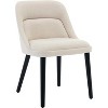 Mid-Century Upholstered Modern Dining Room Chairs with Wood Legs - Comfortable Nature Linen Fabric Kitchen Chairs for Living Home & Cafe - 3 of 4