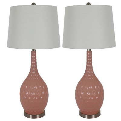 23" (Set of 2) Fletcher Glass Genie Table Lamps Pink (Includes LED Light Bulb) - Decor Therapy