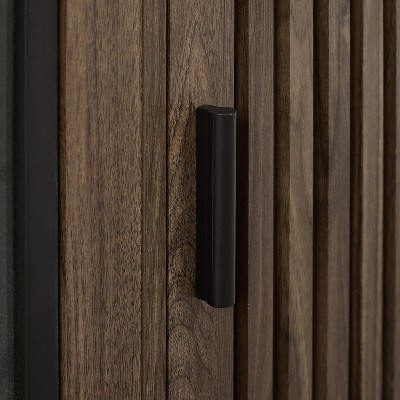 Silas 64" Black Walnut Low-Profile TV Stand with Electric Fireplace