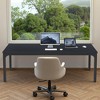 Lirago Rectangle Office Dining Table 78.7" Large Desktop Sturdy MDF Board Heavy Duty Iron Pipe Legs Industrial Style Black - 2 of 4