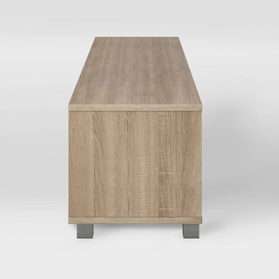 Modern Hollywood 76" White & Brown Wood Grain TV Stand with Storage
