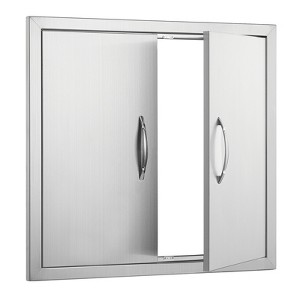 VEVOR BBQ Access Door, 26W x 24H Inch Double Outdoor Kitchen Door, Stainless Steel Flush Mount Door, Wall Vertical Door with Handles - 1 of 4