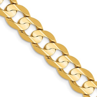 Black Bow Jewelry Men's 7.5mm 14K Yellow Gold Open Concave Solid Curb Chain Bracelet