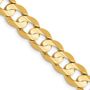 Black Bow Jewelry Men's 7.5mm 14K Yellow Gold Open Concave Solid Curb Chain Bracelet - 1 of 4