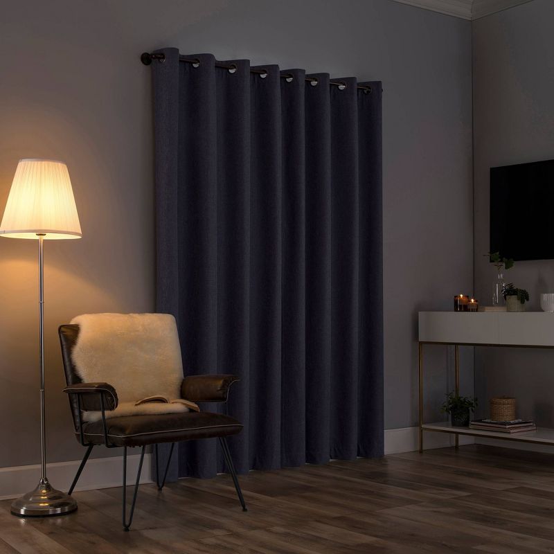 Tyrell Tonal Textured Draft Shield Fleece Insulated 100% Blackout Grommet Top Curtain Panel - Sun Zero, 3 of 10