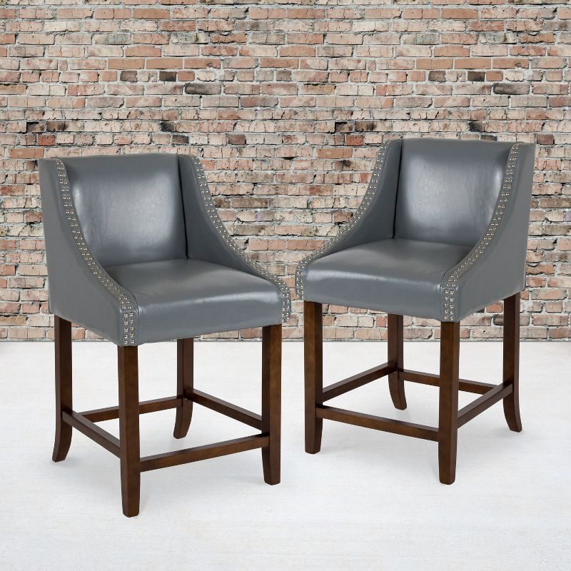 Flash Furniture Carmel Series 24" High Transitional Wood Counter Height Stool with Accent Nail Trim, Set of 2, 3 of 13