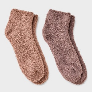 Women's 2pk Cozy Ankle Socks - Auden™ 4-10 - 1 of 3