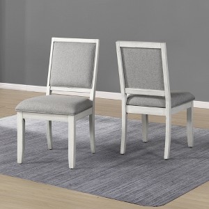 Hardwood Solids Side Chair (Set of 2) with Upholstered Seat and Back, Wood-Framed Back, Tapered Legs, Levelers, and Microfiber Fabric - 1 of 4