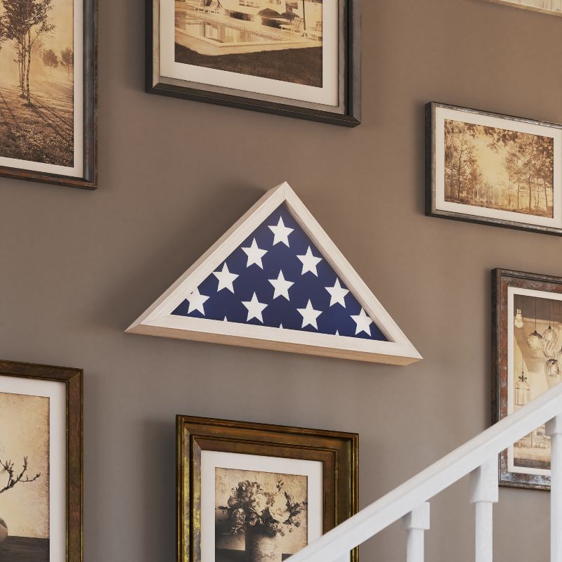 Merrick Lane Solid Wood Military Memorial Flag Display Case for 9.5' x 5' American Veteran Flag, 5 of 13