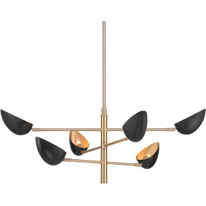 Possini Euro Design Atherton 42 1/2" Mid Century Modern Pendant Chandelier Ceiling Light Fixture Dining Room Sputnik 6-Light Black Warm Gold - 1 of 4