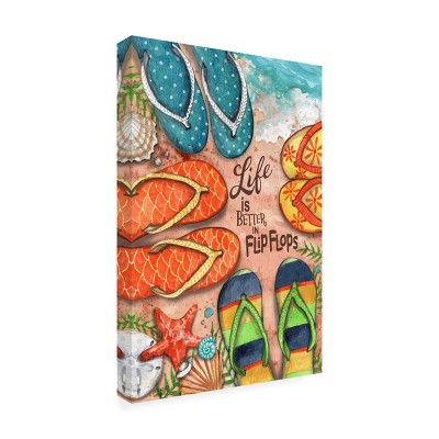 Trademark Fine Art -Melinda Hipsher 'Life Is Better In Flip Flops Sand' Canvas Art