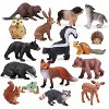 TEMI 16-Piece Woodland Animal Baby Toys, Solid Plastic Forest Figures for Educational Play and Cake Decor - 3 of 4
