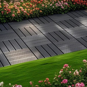 Gulches Plastic Interlocking Deck Tiles,44 Pack Patio Deck Tiles,12"x12" Square Waterproof Outdoor All Weather Use,Dark Gray - 1 of 4