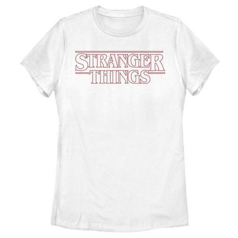 Women's Stranger Things Sleek Outline Logo T-shirt - White - Large : Target