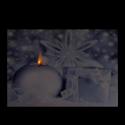 Northlight LED Lighted Candle and Gift Wintry Scene Christmas Canvas Wall Art 12" x 15.75"