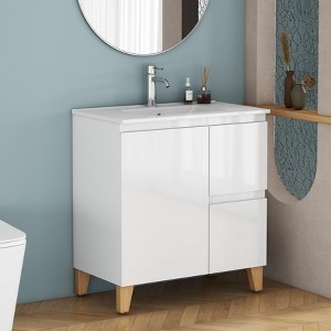 KTMBDW Bathroom Vanity with Ceramic Sink Combo, Freestanding Modern Bathroom Storage Vanity Cabinet with Soft Closing Doors & Drawers, White - 1 of 4