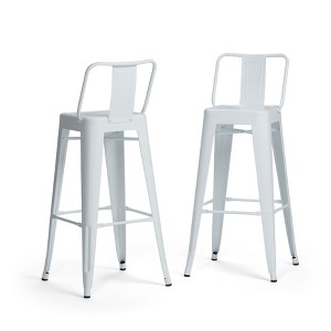 Sapphtopaz 39" Metal Bar Stool Industrial High Chair with Footrest and Slat Backrest Counter Height Barstools Set of 2 for Kitchen Island - 1 of 4