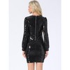 INSPIRE CHIC Women's Sequin Lantern Long Sleeve Sparkle Bodycon Party Club Mini Dress - 3 of 4