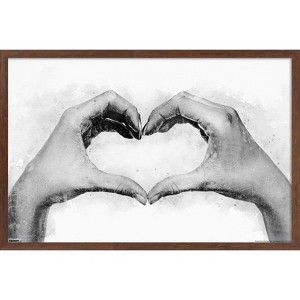 Trends International Reinders: Romantic Black & White - Love Sign Framed Wall Poster Prints Mahogany Framed Version 22.375" x 34" - 1 of 4