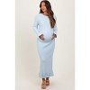 PinkBlush Light Blue Ribbed Knit Bow Back Maternity Maxi Dress Medium