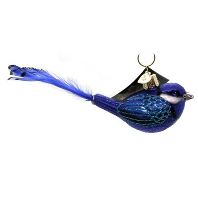 Old World Christmas 1.75 In Fairy Wren. Ornament Bird Blue Tree Ornaments