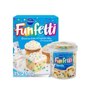 Pillsbury Funfetti 15.25oz Premium Cake and Cupcake Mix + 15.6oz Vanilla Flavored Frosting - 1 of 4