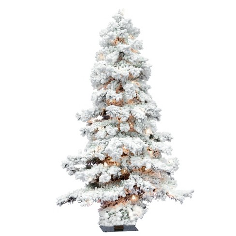 Vickerman 6' Flocked Spruce Artificial Christmas Tree With 300 Clear ...