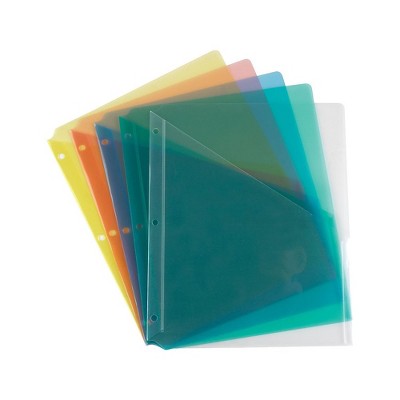 Staples Poly Binder Pockets 3-Hole Punched Assorted Colors 5/PK (15158-CC) 923641