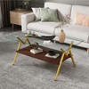 OUTSUPPLY Modern Rectangle Coffee Table with Tempered Glass Top & Gold Metal Legs, Sleek Living Room Centerpiece with MDF Base - 4 of 4
