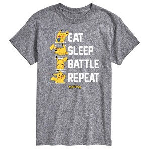 Men's - Pokémon - Eat Sleep Battle Repeat Short Sleeve Graphic T-Shirt - 1 of 4