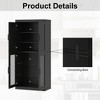 SpassWay Modern Wooden Decorative Combination Storage Cabinet With Four Doors Versatile for Entryway Living Room Hallway Black/Natural Wood - 4 of 4