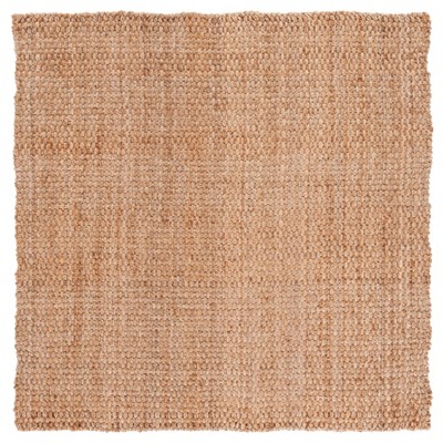 Hand-Knotted Geometric Square Wool Area Rug - 6' Natural