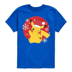 Boys' - Pokémon - Pikachu Santa Hat Short Sleeve Graphic T-Shirt - 1 of 4