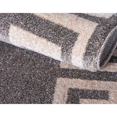 Gray Geometric Synthetic 5' x 8' Area Rug