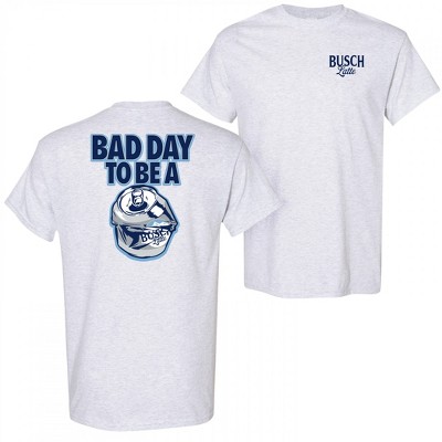 Mens Busch Latte Bad Day To Be a Can Light Grey Front and Back Print T-Shirt