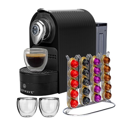 ChefWave Espresso Machine for Nespresso Compatible Capsule, Holder, Cups (Black)