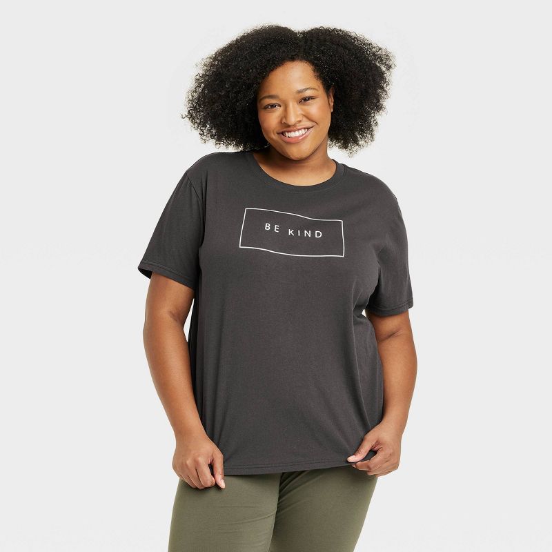 Women's Be Kind Short Sleeve Graphic T-Shirt - Black, 1 of 8