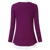 Women's Long Sleeve Contrast Collared Shirts Patchwork Work Blouse Tunics Tops - 3 of 4