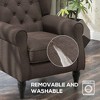 Aghana Digitals Dark Brown Fabric Accent Chair with Diamond Tufting, Round Armrests & Wood Legs - - 3 of 4